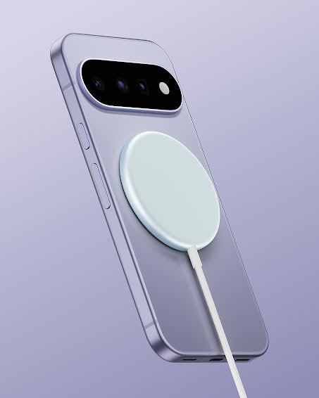 Google Pixel 11 connected to a Pixelsnap wireless charger