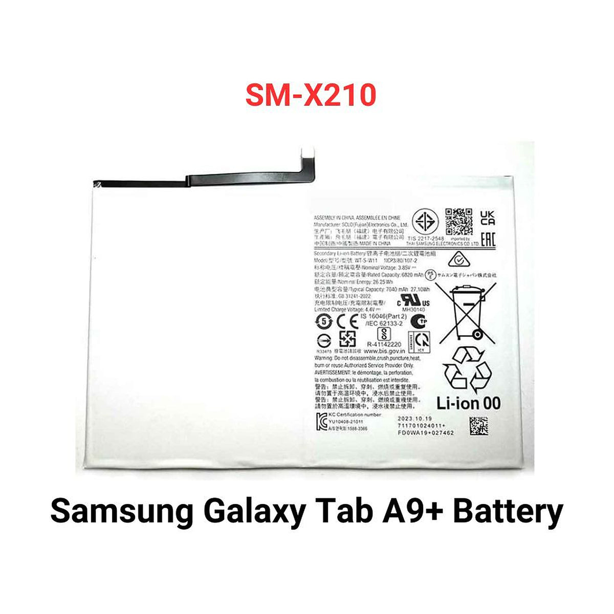 For Samsung Galaxy Tab A9+ Battery