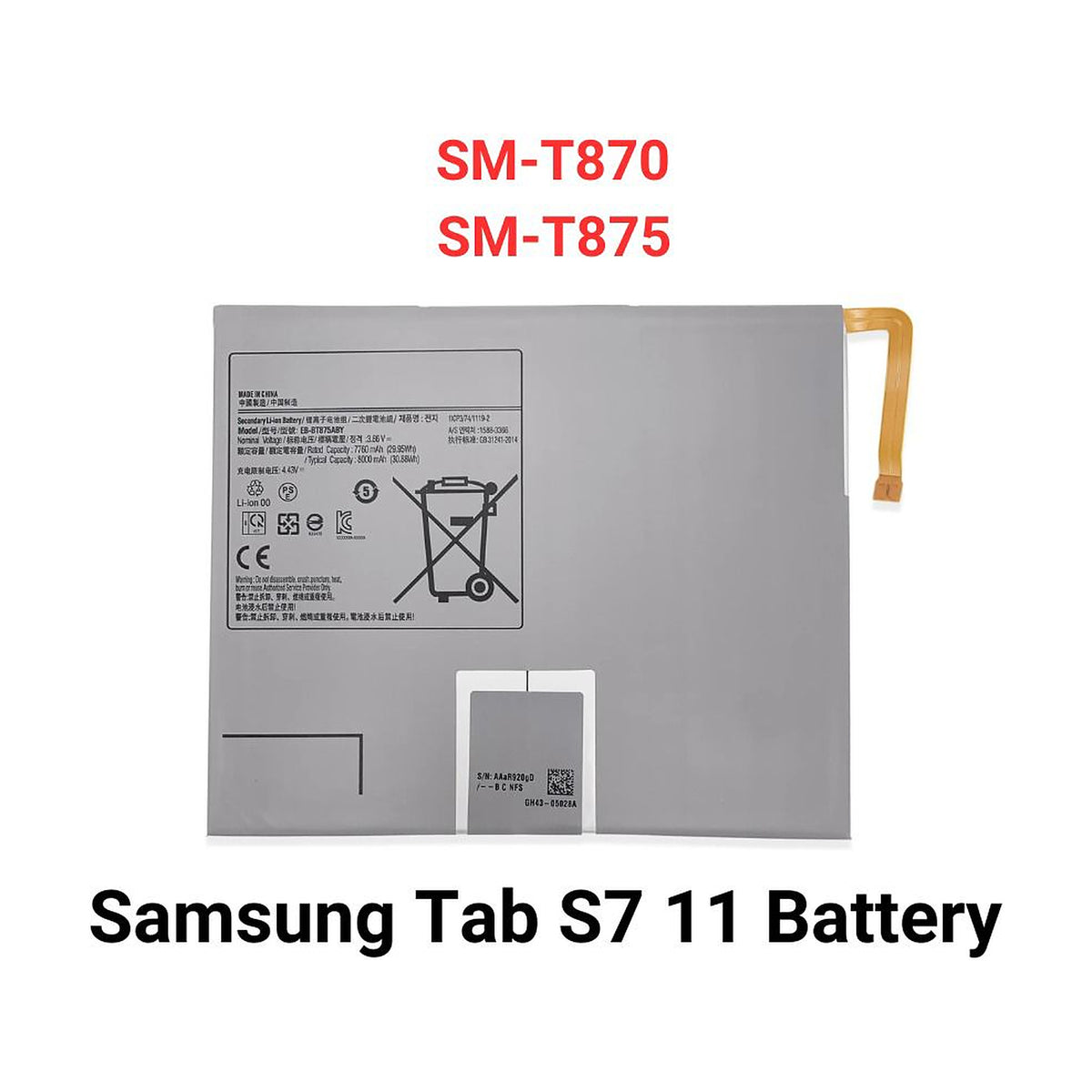 For Samsung Tab S7 11" Battery