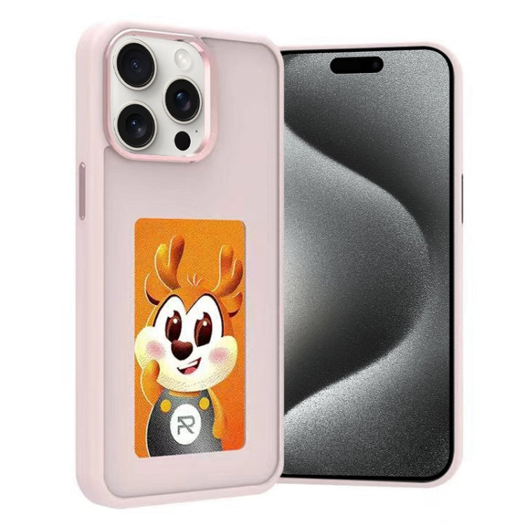 For iPhone 15 Pro Four-Color E-ink Screen NFC DIY Phone Case(Pink)