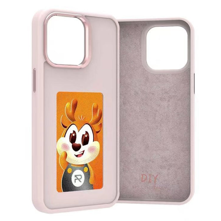 For iPhone 15 Pro Four-Color E-ink Screen NFC DIY Phone Case(Pink)