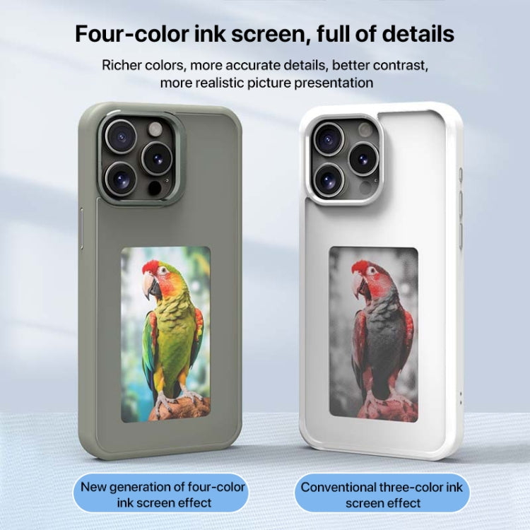 For iPhone 14 Pro Four-Color E-ink Screen NFC DIY Phone Case(White)