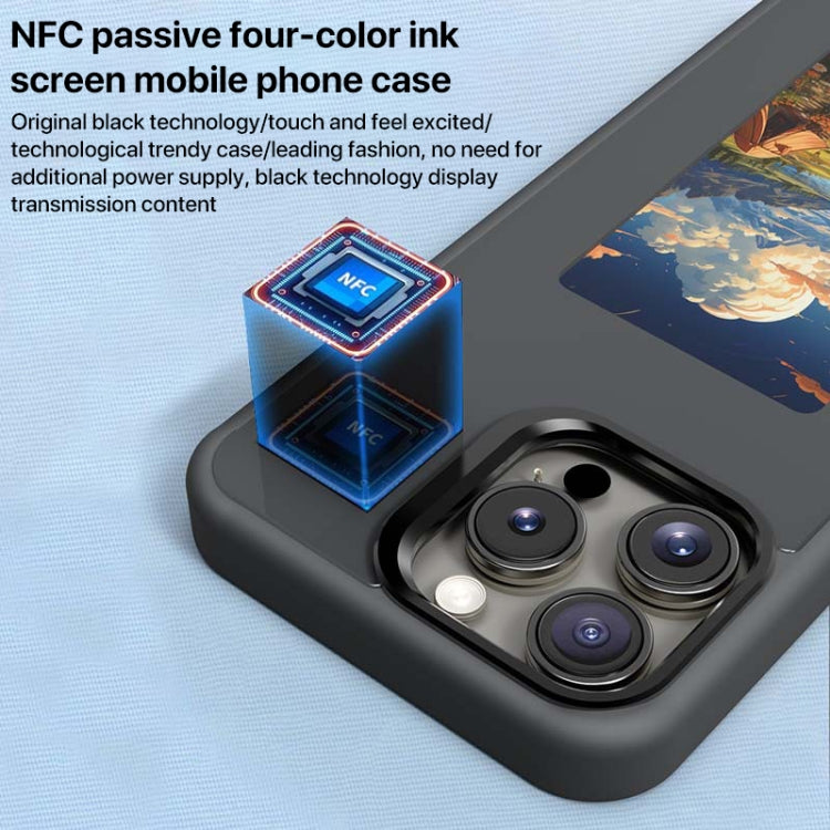 For iPhone 14 Pro Four-Color E-ink Screen NFC DIY Phone Case(White)