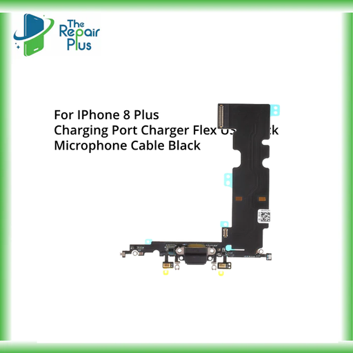 For IPhone 8 Plus Charging Port Charger Flex USB Dock Microphone Cable Black