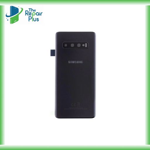 For Samsung Galaxy S10 Plus Replacement Rear Battery Cover with Adhesive (Prism Black) The Repair Plus