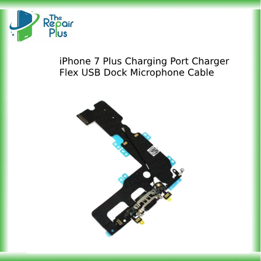 For iPhone 7 Plus Charging Port Charger Flex USB Dock Microphone Cable( Black)