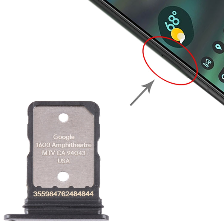 For Google Pixel 6A Original SIM Card Tray with SIM Pin (Black)