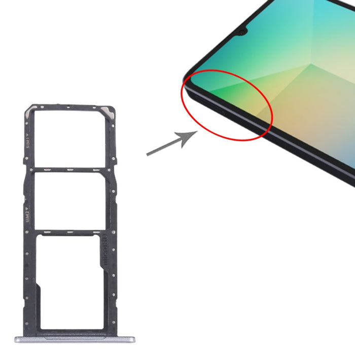 For Samsung Galaxy A06 SM-A065F Original SIM Card Tray + SIM Card Tray + Micro SD Card Tray (Silver)