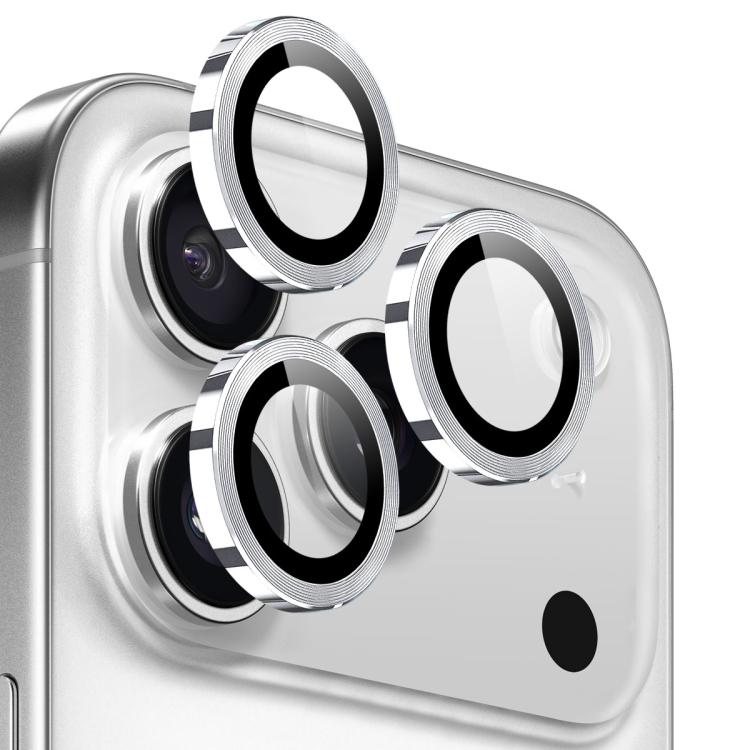 For iPhone 17 Pro / 17 Pro Max NORTHJO Camera Lens Protector CD Metal Ring Tempered Glass Film(Silver)