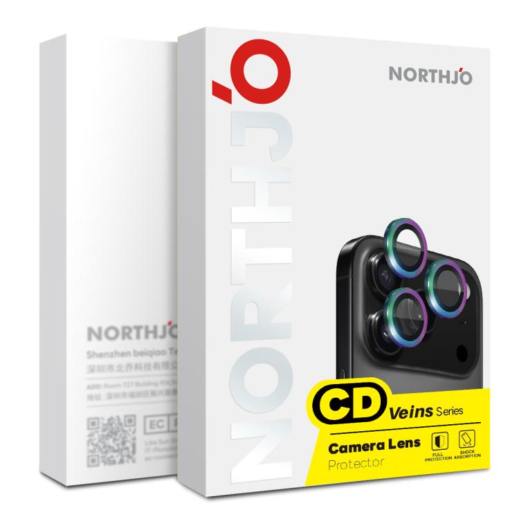 For iPhone 17 Pro / 17 Pro Max NORTHJO Camera Lens Protector CD Metal Ring Tempered Glass Film(Silver)