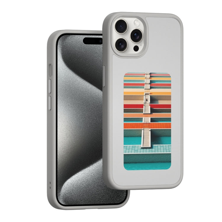 For iPhone 15 Pro NFC Four-Color E-ink Screen DIY Phone Case(Gray)