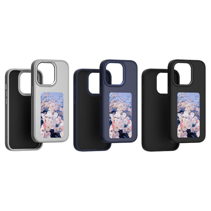 For iPhone 15 Pro Max NFC Four-Color E-ink Screen DIY Phone Case(Black)