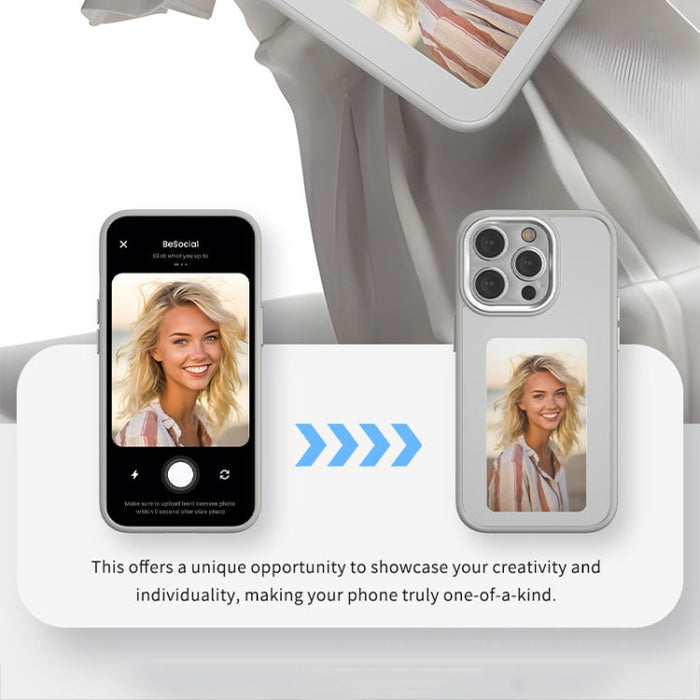 For iPhone 15 Pro Max NFC Four-Color E-ink Screen DIY Phone Case(Black)