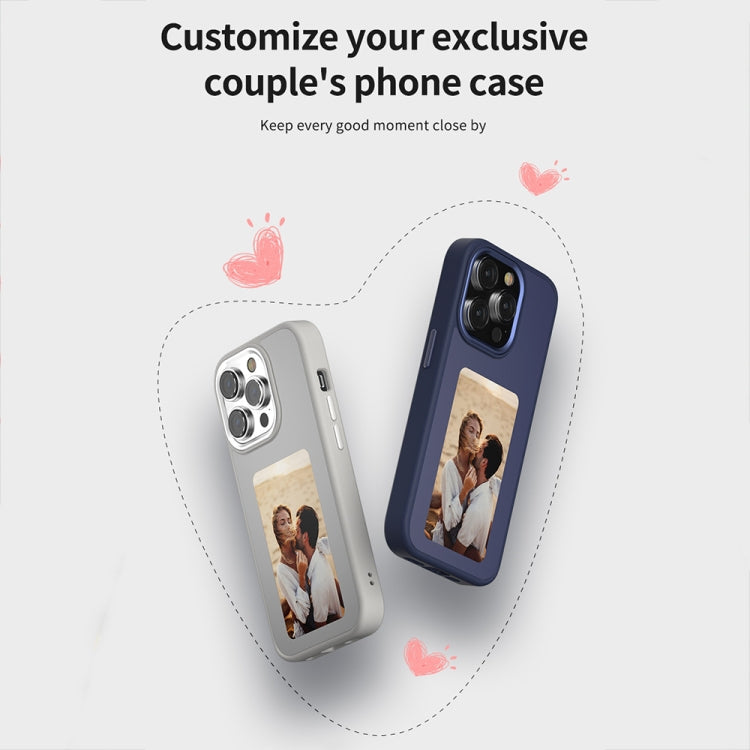 For iPhone 15 Pro NFC Four-Color E-ink Screen DIY Phone Case(Blue)