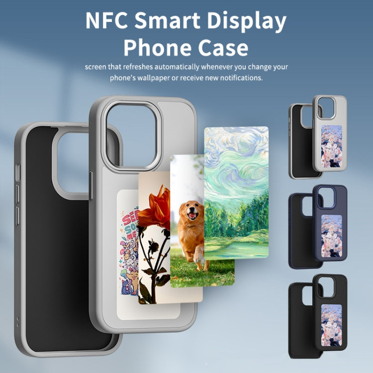 For iPhone 15 Pro NFC Four-Color E-ink Screen DIY Phone Case(Blue)