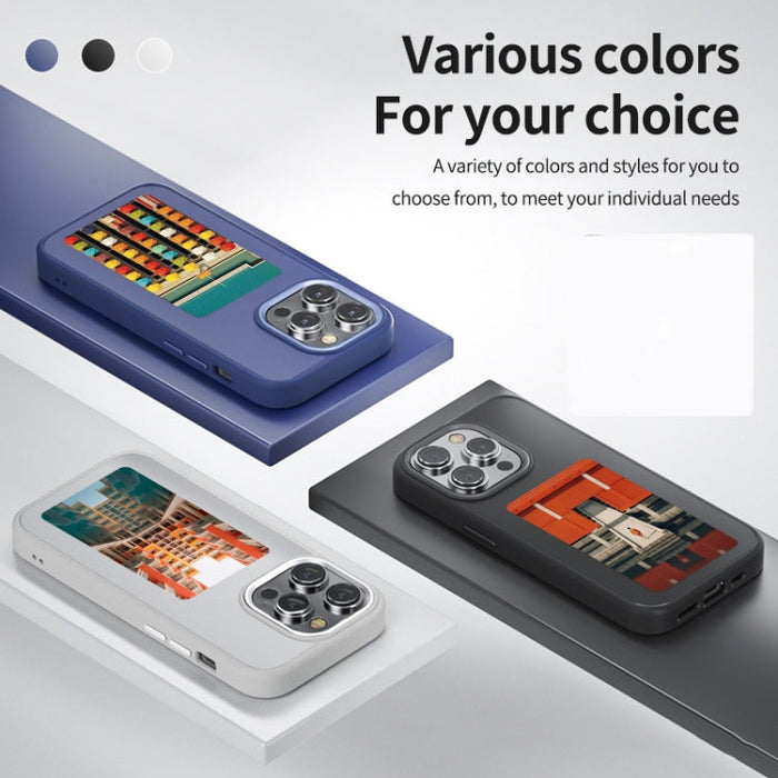 For iPhone 15 Pro Max NFC Four-Color E-ink Screen DIY Phone Case(Black)