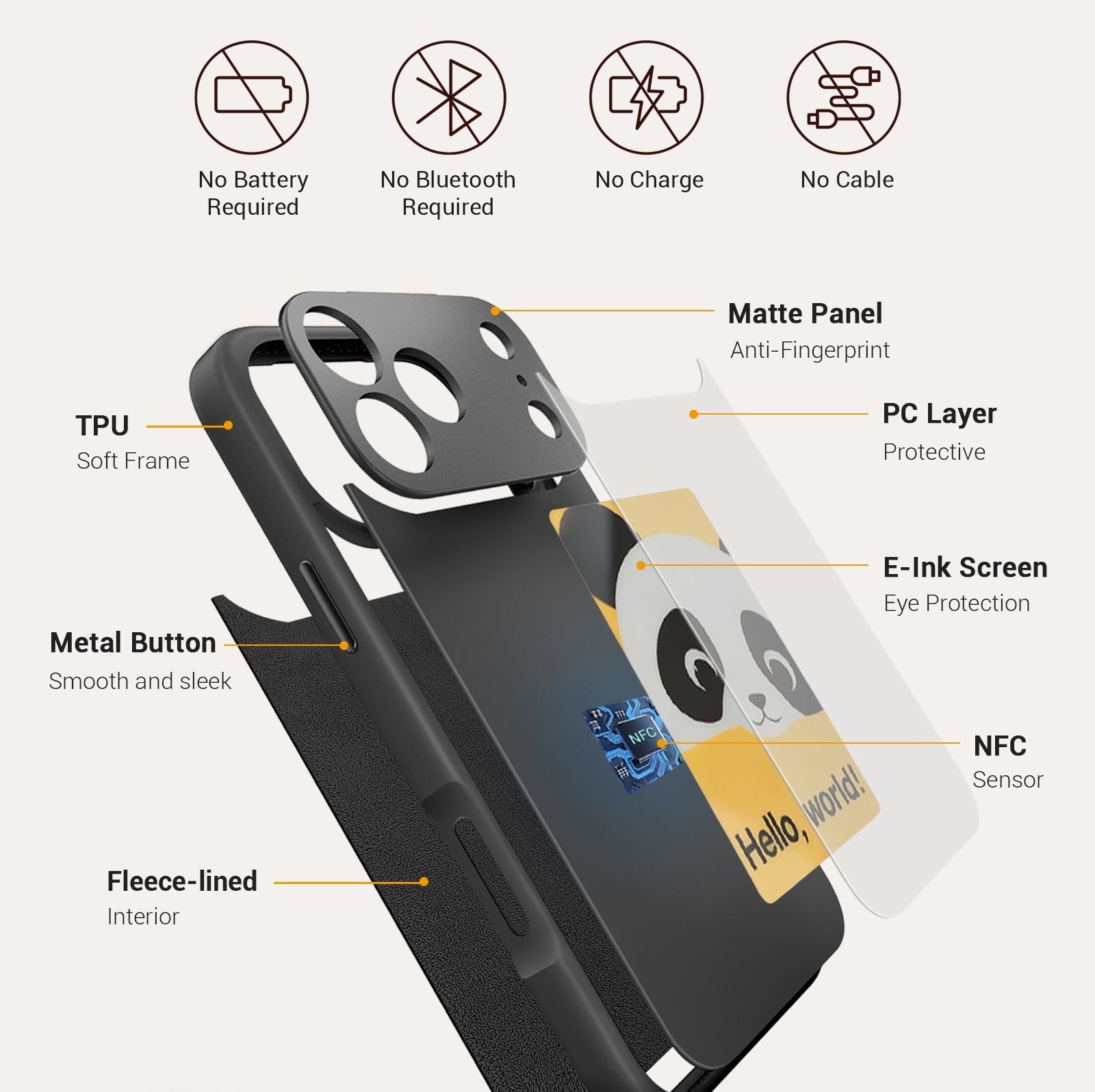 iPhone 17 NFC E-Ink Case with 4-Inch HD Display
