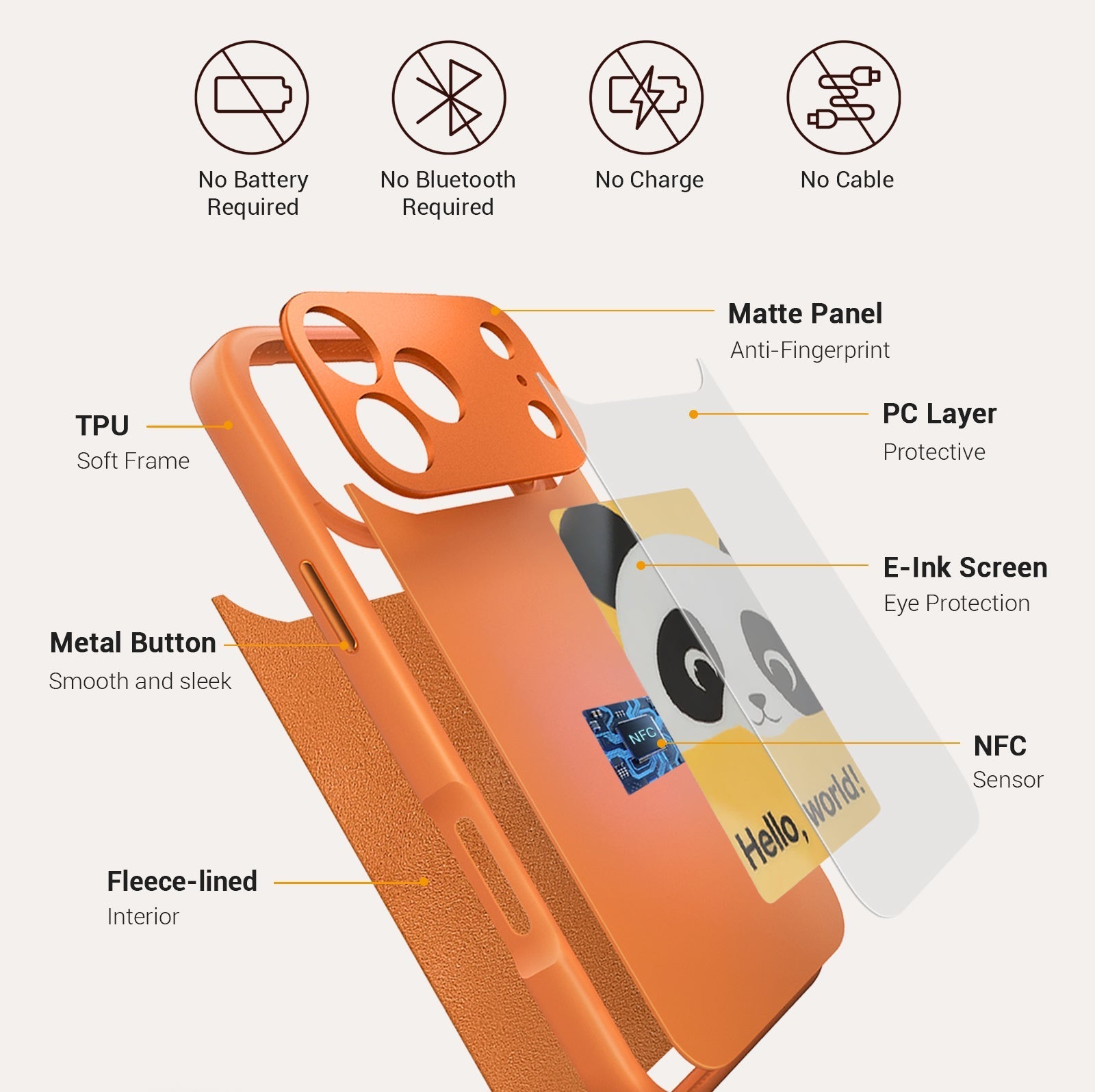 iPhone 17 NFC E-Ink Case with 4-Inch HD Display