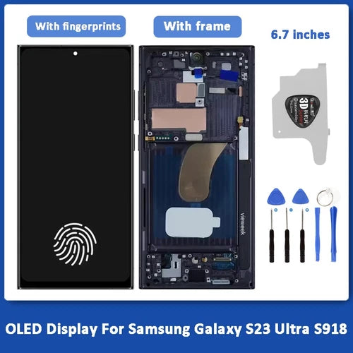 OLED LCD Display For Samsung Galaxy S23 Ultra S918 Touch Screen +Frame 6.7inch