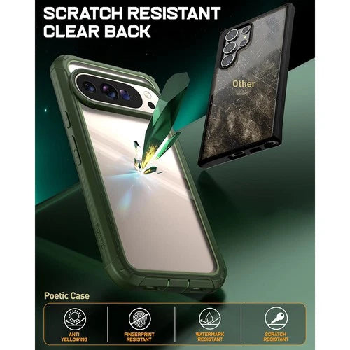 For Google Pixel 10 Pro XL Case Built-in Screen Shockproof Rugged Cover Green