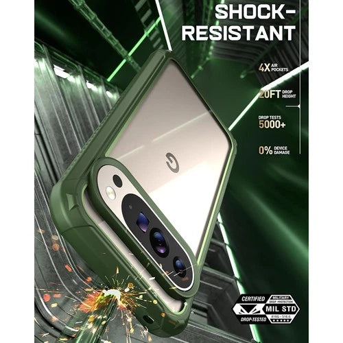 For Google Pixel 10 Pro XL Case Built-in Screen Shockproof Rugged Cover Green